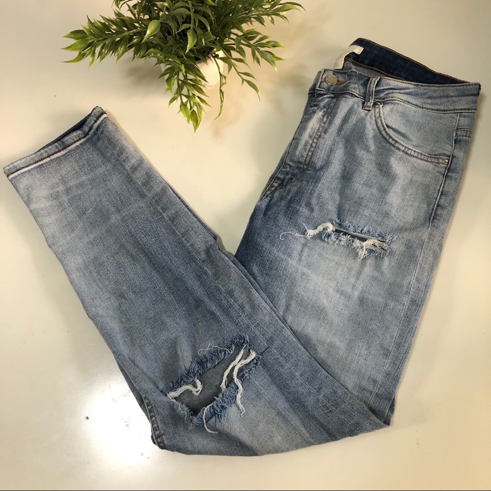 H&M | Light Blue Distressed Ripped Jeans